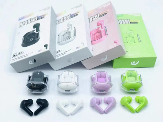 Air31 Wireless Bluetooth Earbuds – Transparent Crystal Design, Touch Control & HD Sound
