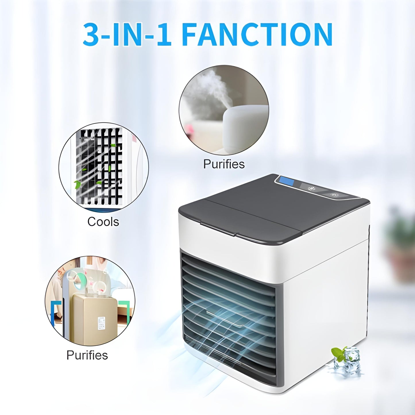 Portable USB Air Conditioner Fan – Mini Cooler with Humidifier