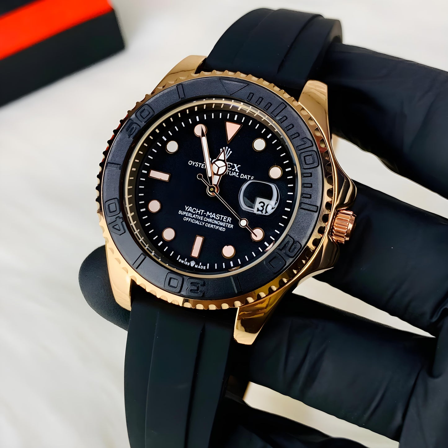Luxury Rolex Style Men’s Watch 2025 – Adjustable Rubber Strap | Heavy Lock | Stainless Steel Bezel