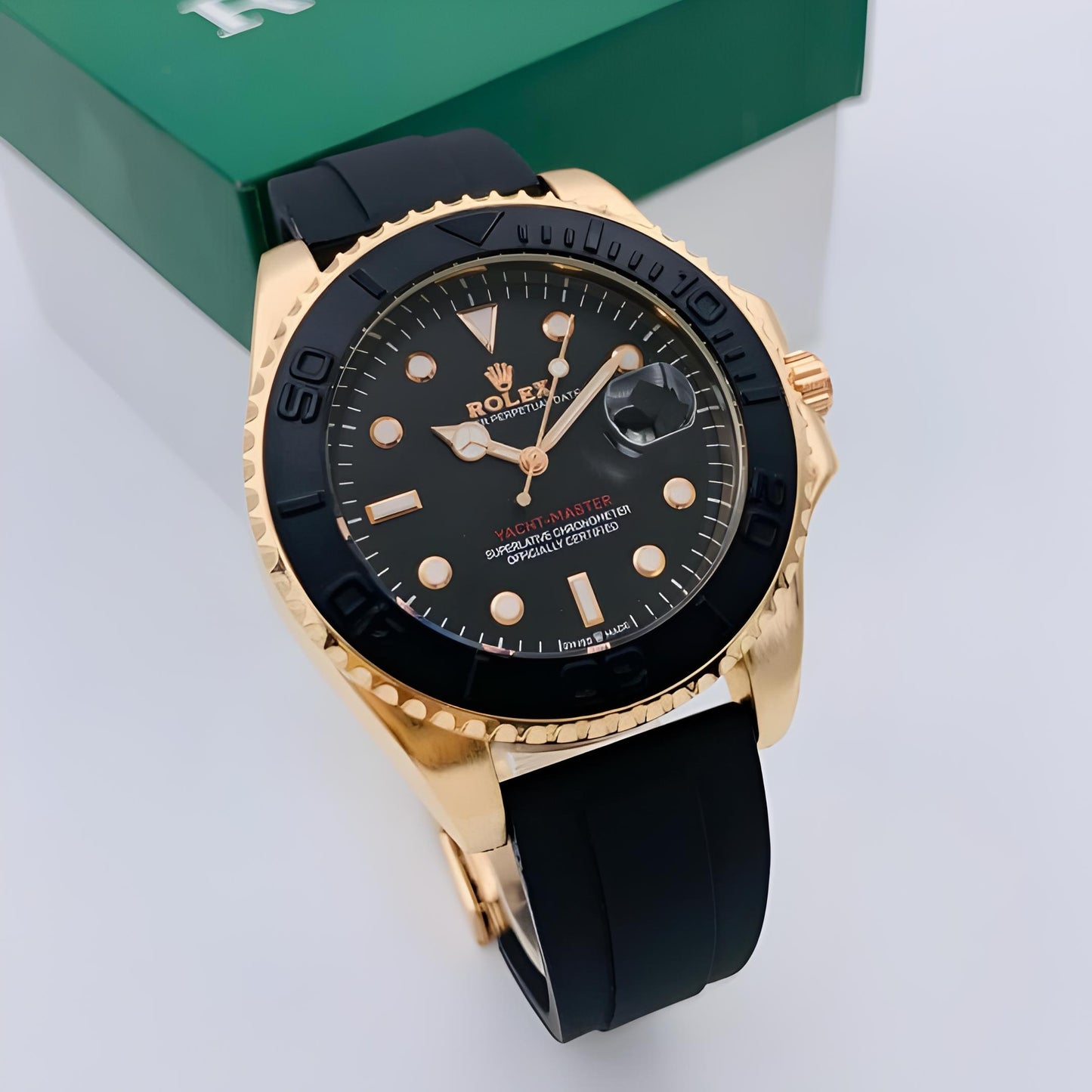 Luxury Rolex Style Men’s Watch 2025 – Adjustable Rubber Strap | Heavy Lock | Stainless Steel Bezel